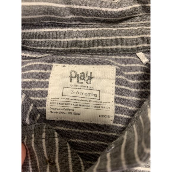 Play 3-6 Months Striped Gray Cotton Blend Bodysuit Onesie - Picture 3 of 5